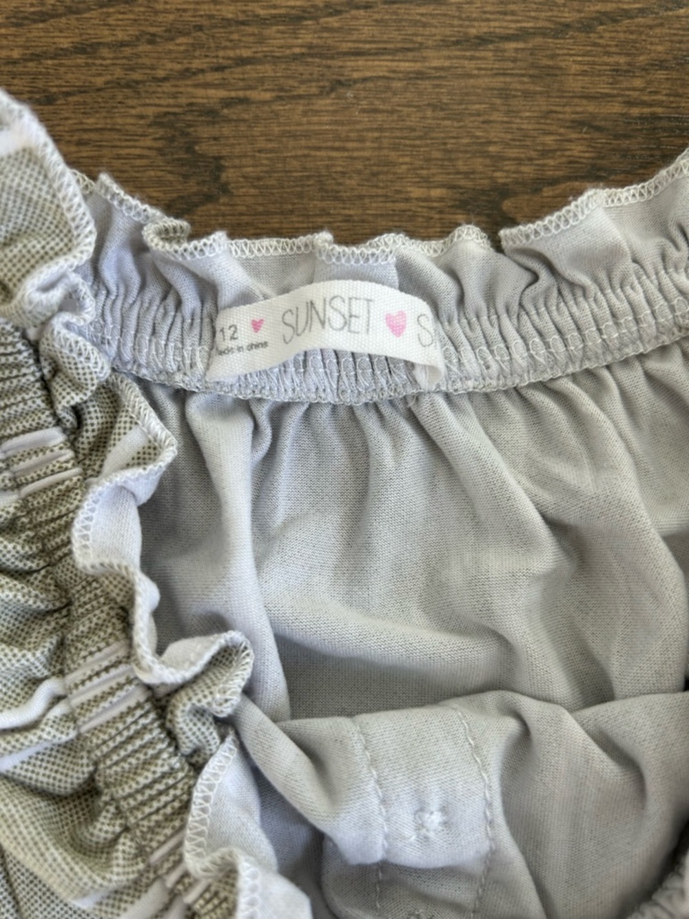 Girls Light Sage Striped Romper - Picture 4 of 5